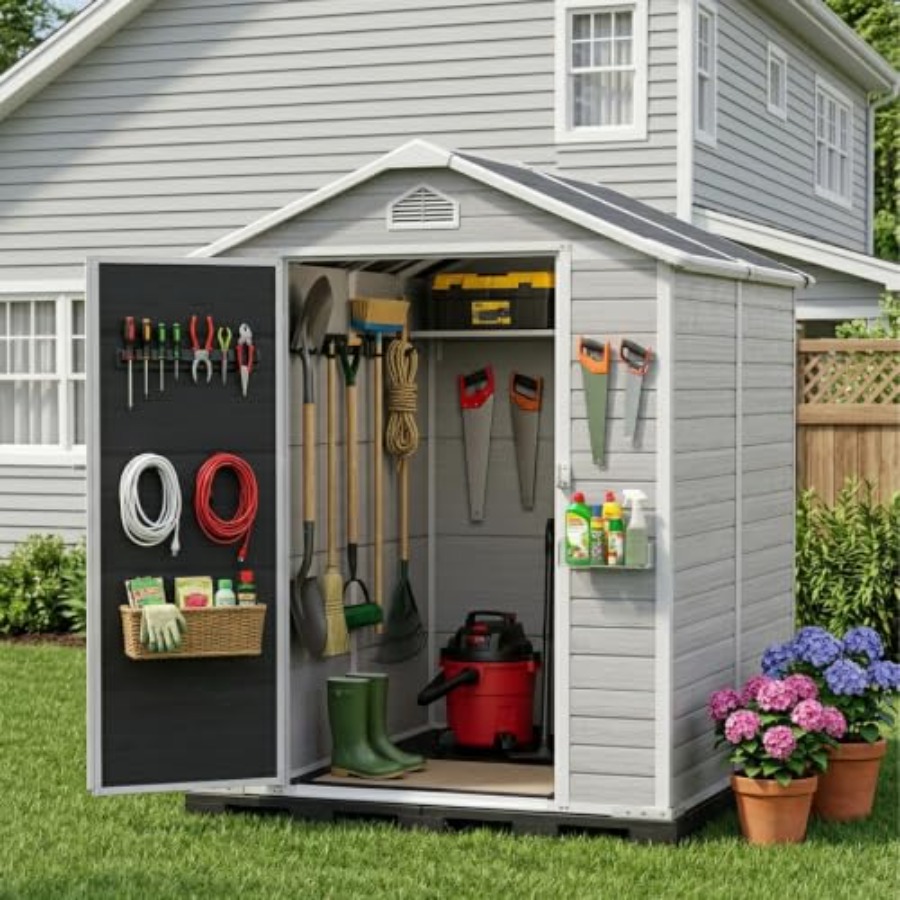 Gardening Tools Plastic - Resin Outdoor Storage Shed with Floor