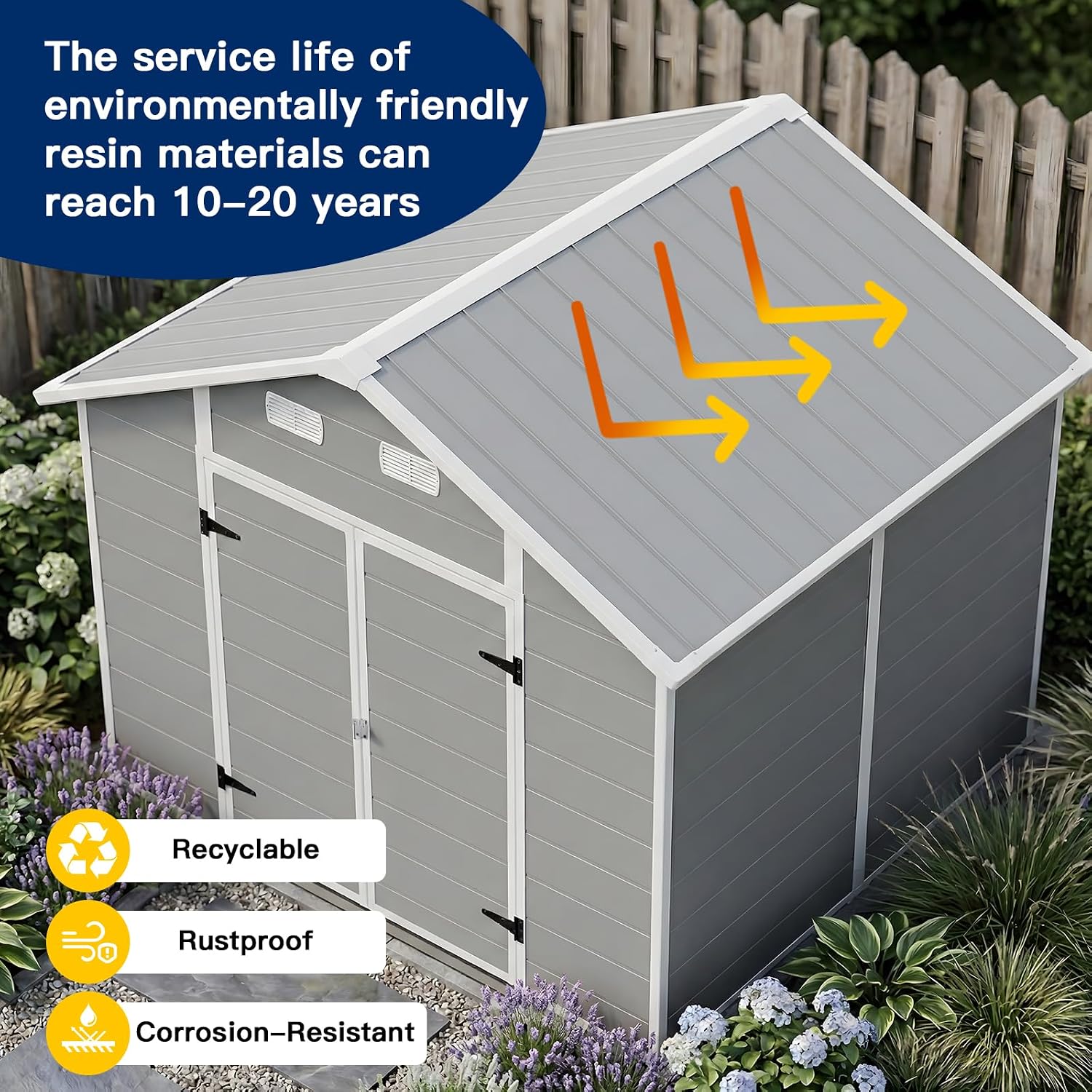 Gardening Tools In - 8x6 FT Outdoor Storage Shed with