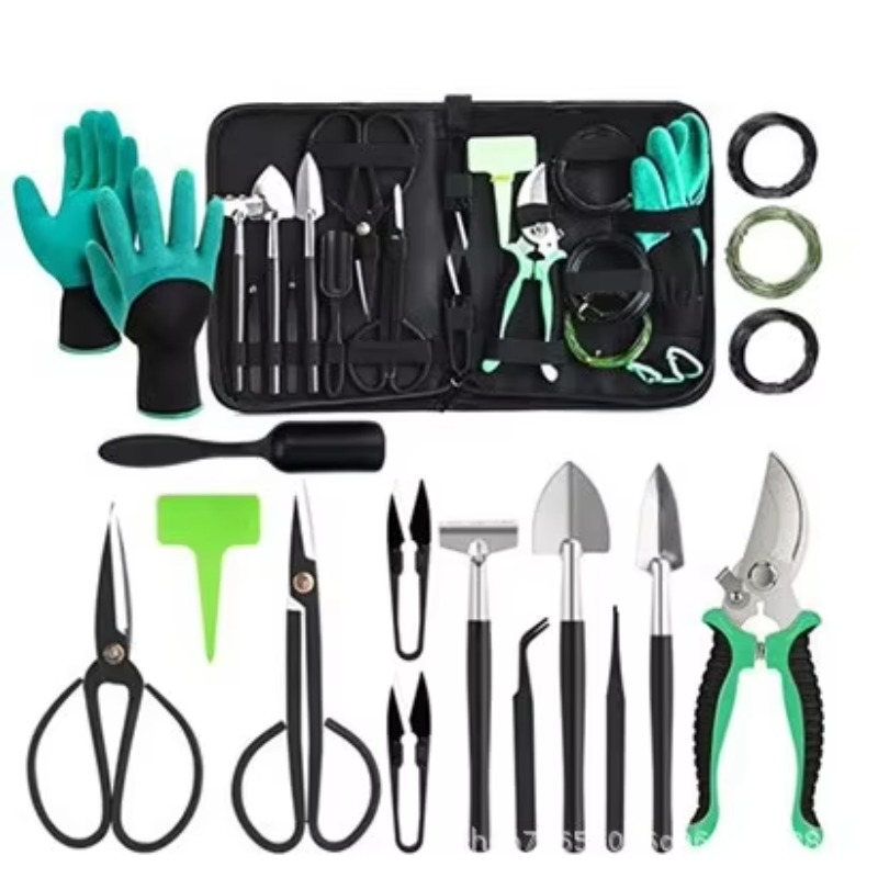 Gardening Tools For Digging - Multifunctional 24-Piece Ergonomic Stainless Steel Garden