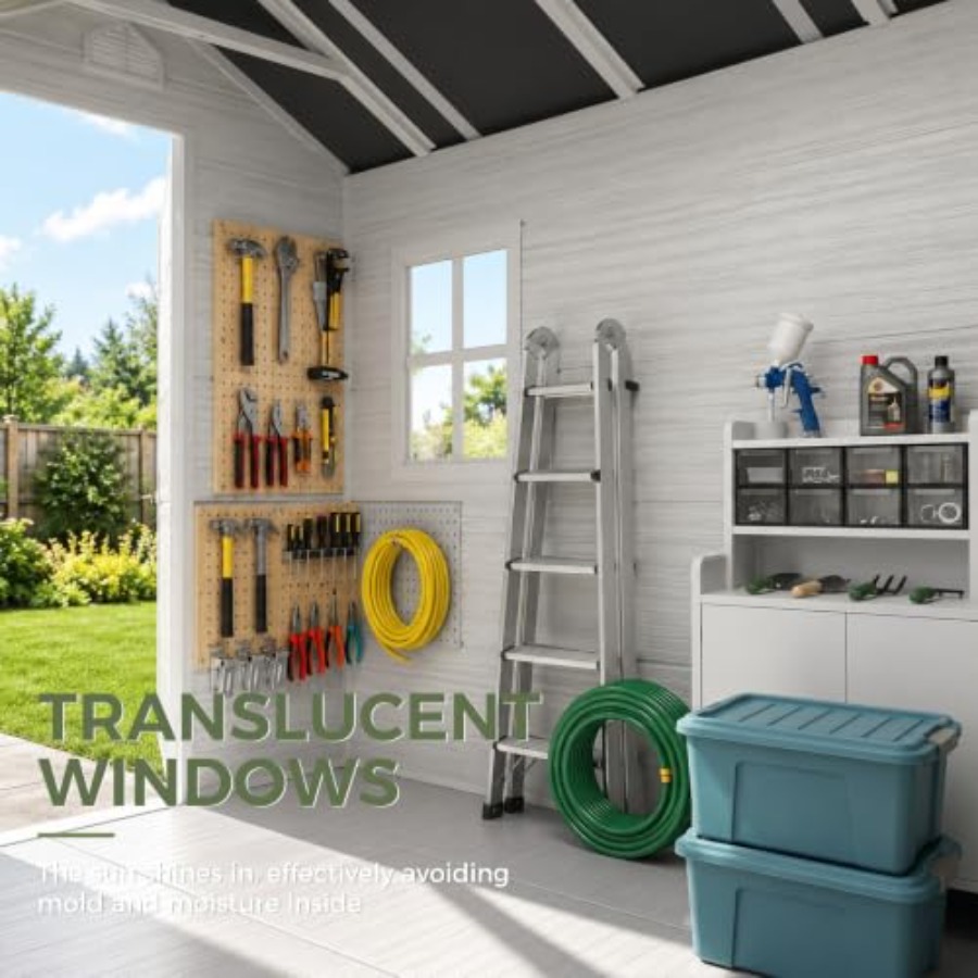 Resin Outdoor Storage Shed wit - đánh giá và giá Gardening Tools Plastic