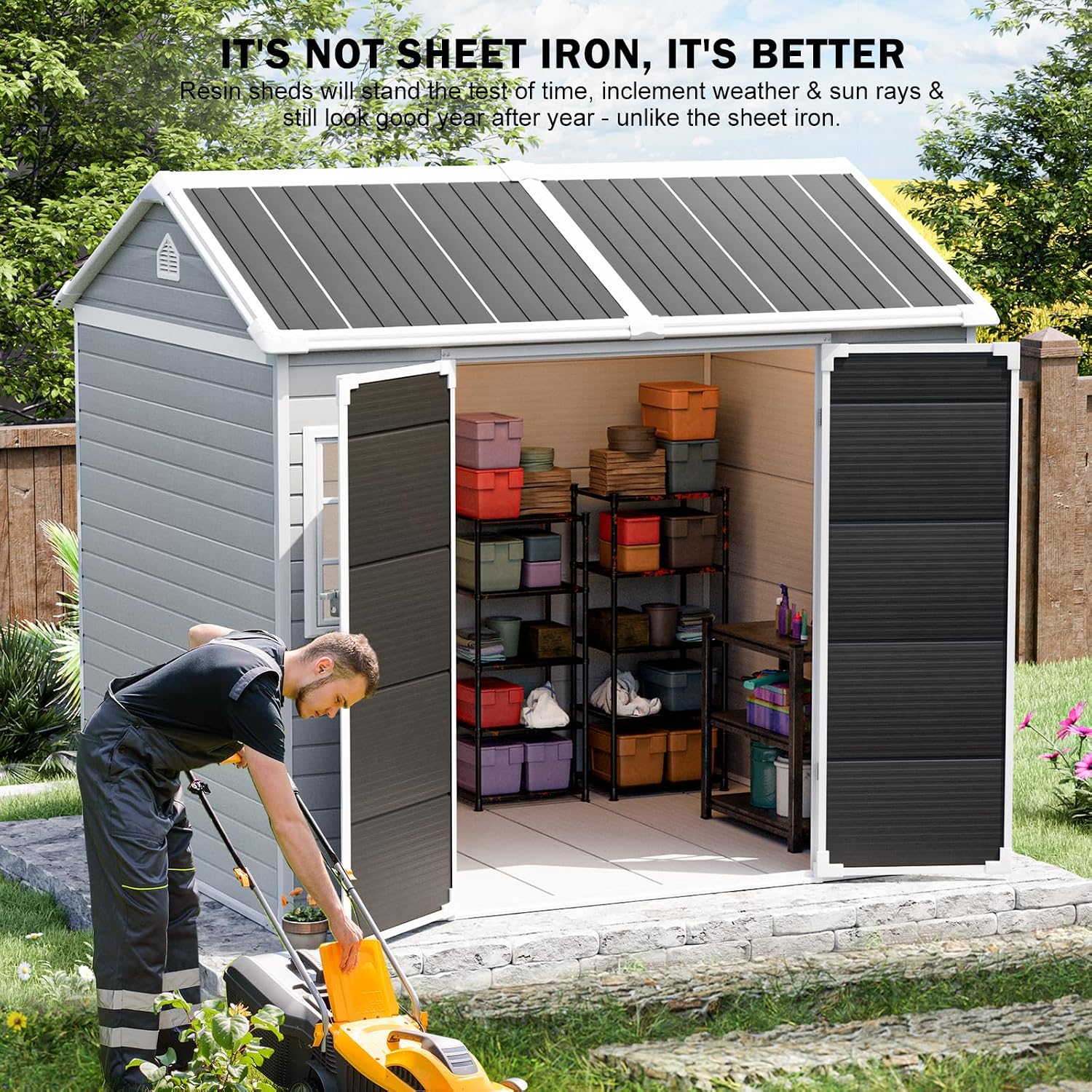 Resin Storage Shed w/Floor & O - đánh giá và giá Gardening Tools In