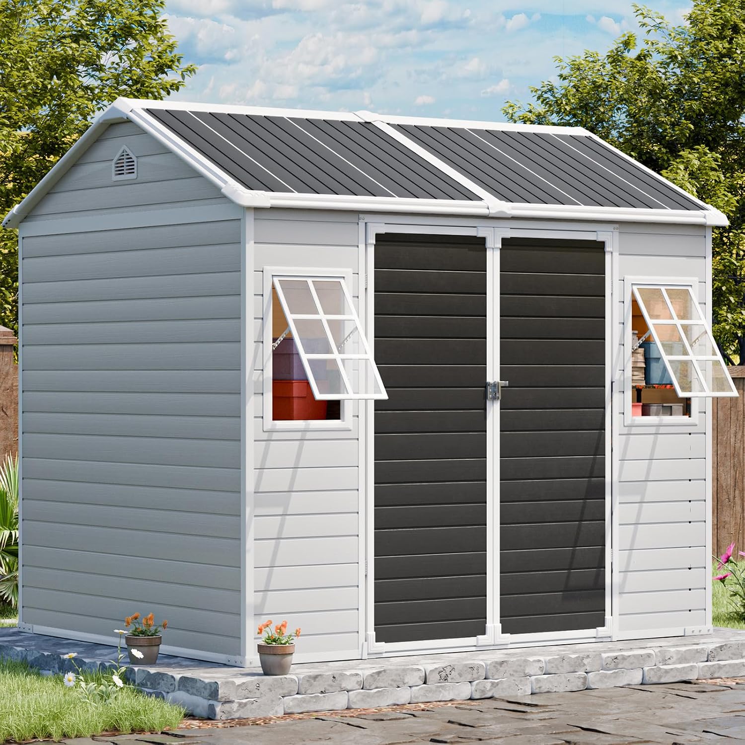 Resin Storage Shed w/Floor & O - đánh giá và giá Gardening Tools In