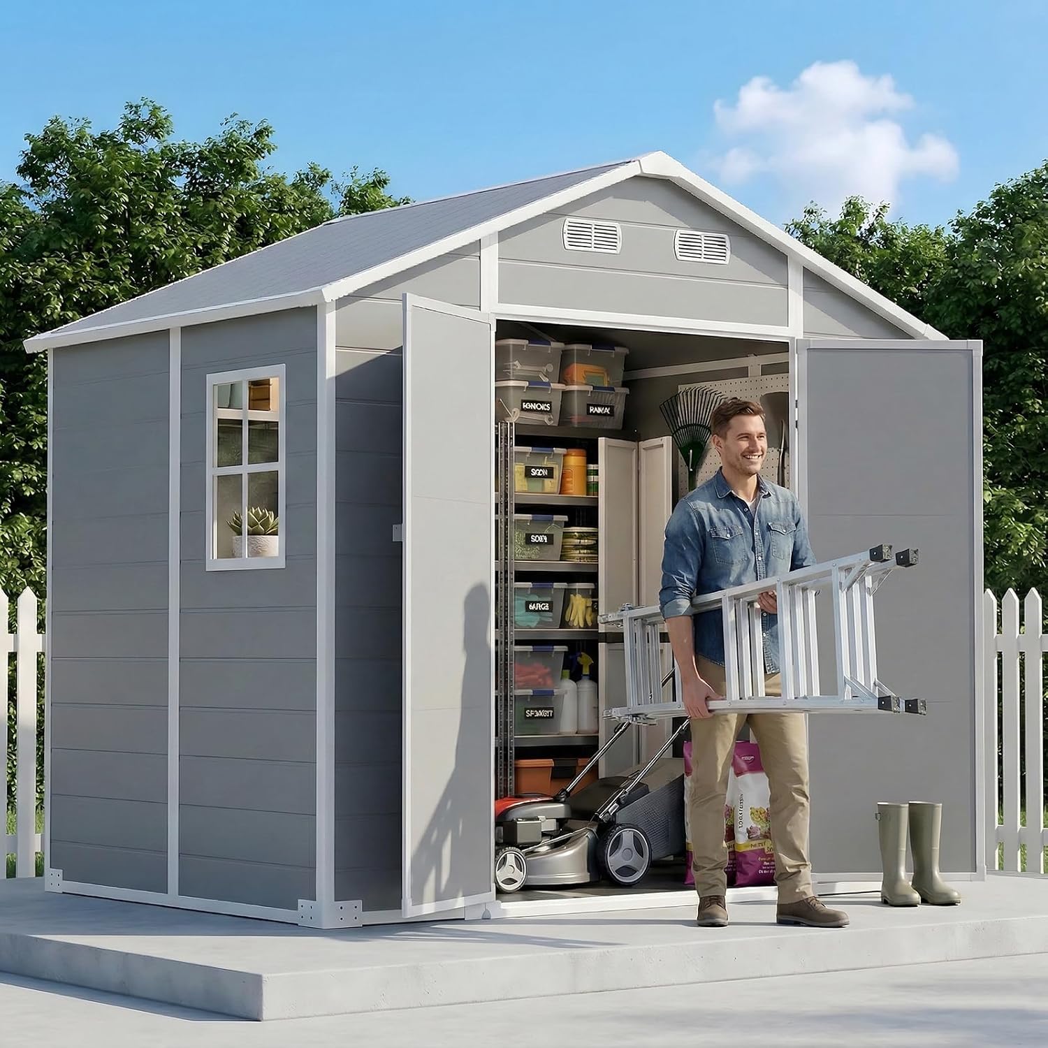 8x6 FT Outdoor Storage Shed wi - đánh giá và giá Gardening Tools In