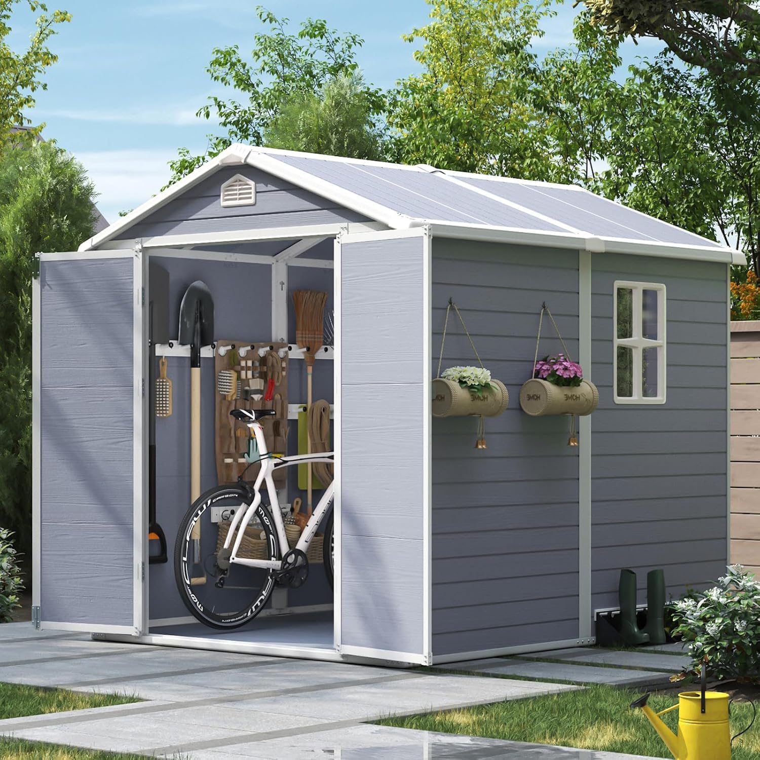 6x8 FT Outdoor Storage Shed Re - đánh giá và giá Gardening Tools Plastic