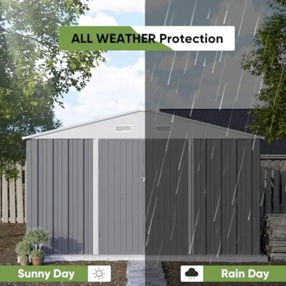 10x10 FT Metal Storage Shed, B - đánh giá và giá Gardening Tools Plastic