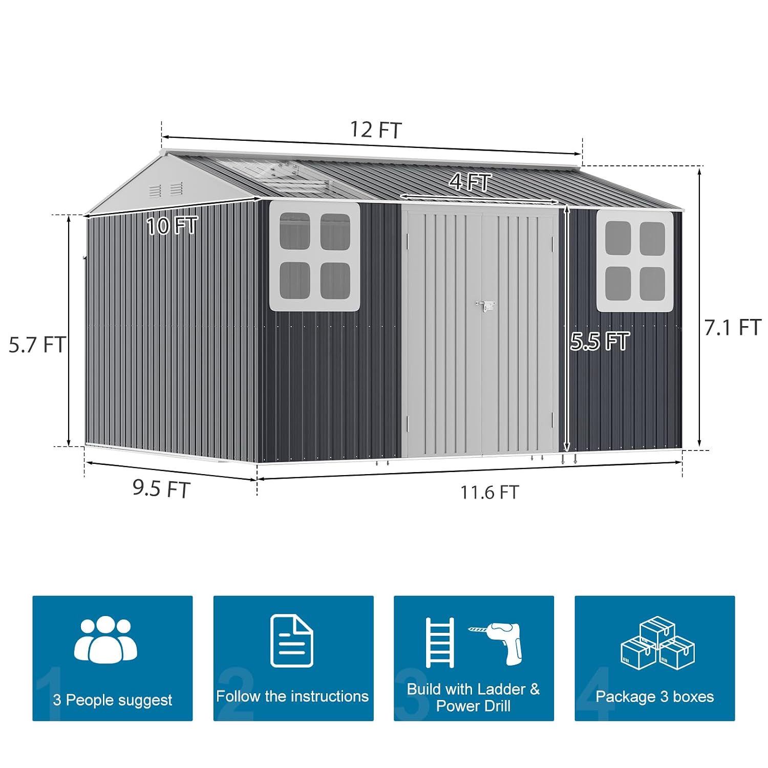 12x10 FT Metal Storage Shed wi - đánh giá và giá Gardening Tools In