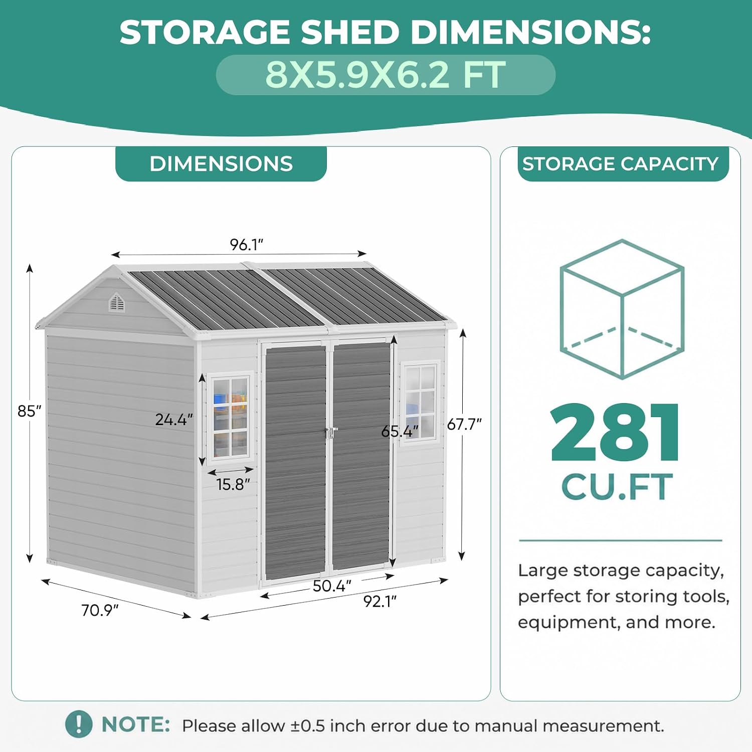 8x6 FT Resin Storage Shed with - đánh giá và giá Gardening Tools In